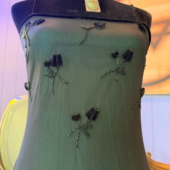 Vintage Y2K Rimini Green Fairycore Whimsical Goth Maxi Dress Size 8 Dresses